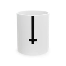 The North Mug by Pixel Threads. Ceramic mug, front view, a pixel compass with its needle on one bright point., view 1