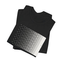 Folded black Dither Tee showing the dither gradient print, view 3