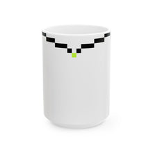 The Handshake Mug by Pixel Threads. Ceramic mug, angled front view with the print showing., view 2