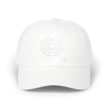 The Iris Cap by Pixel Threads. Low profile cap, front view, three pixel rings around a quiet center on the front panel., view 1