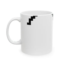 The Waveform Mug by Pixel Threads. Ceramic mug with the handle on the right and the edge of the print showing., view 4