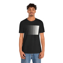 Model wearing the black Dither Tee, front view, view 5