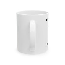 The Memory Mug by Pixel Threads. Ceramic mug seen from the side with the handle turned away., view 3
