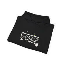 The Threshold Hoodie by Pixel Threads. Unisex fleece hoodie folded with the chest print showing., view 4