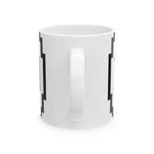 The Archive Mug by Pixel Threads. Ceramic mug seen from the side with the handle turned away., view 3