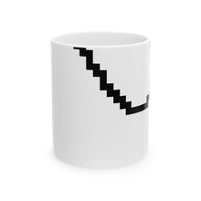 The Waveform Mug by Pixel Threads. Ceramic mug, front view, one clean pixel wave with a bright cell at the crest., view 1