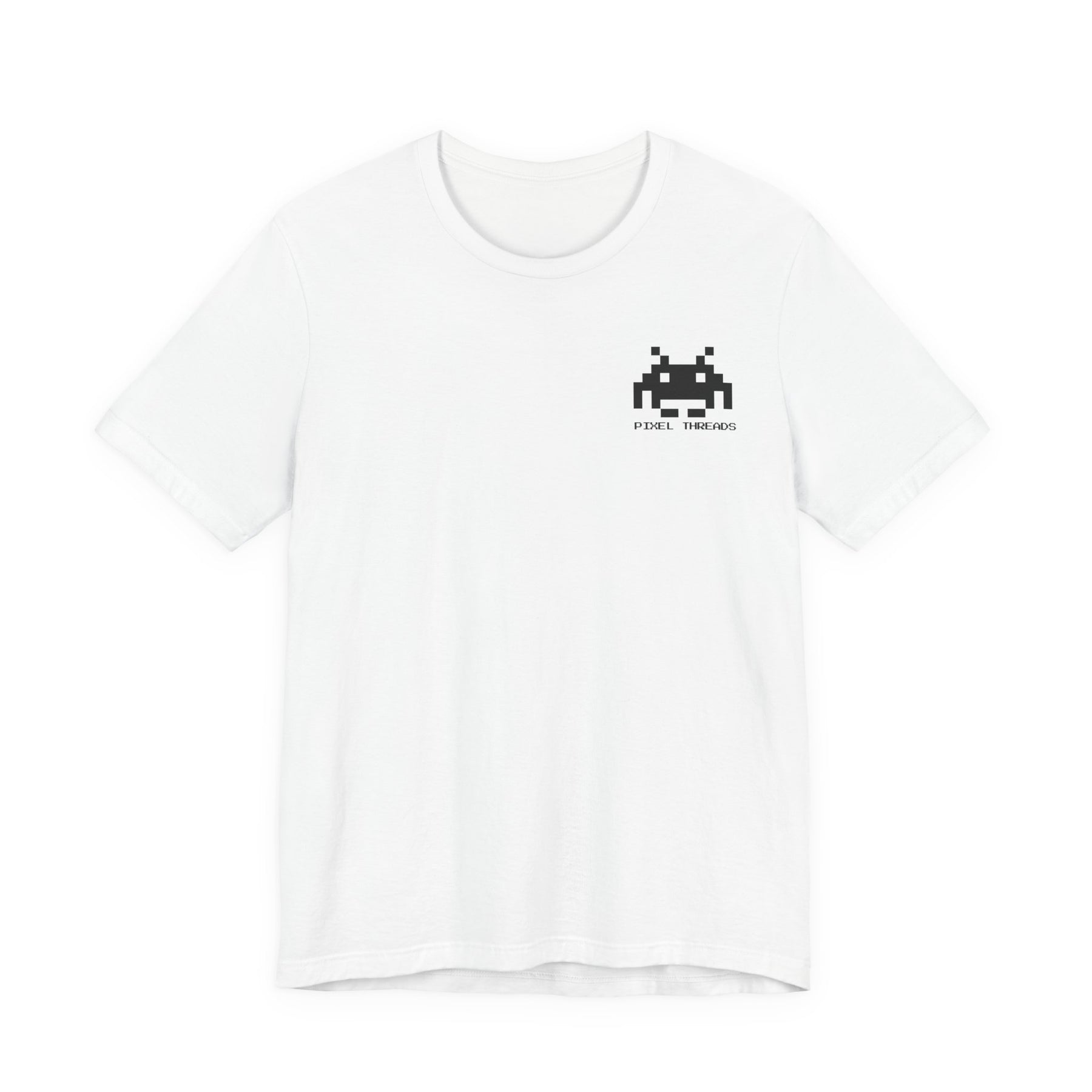 The Signal Tee by Pixel Threads in white, 8-bit signal emblem on the chest