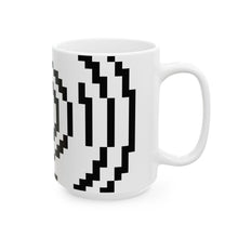 The Archive Mug by Pixel Threads. Ceramic mug shown in the larger 15oz size with the print showing., view 8
