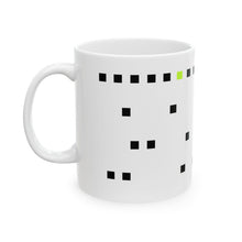 The Memory Mug by Pixel Threads. Ceramic mug with the handle on the right and the edge of the print showing., view 4