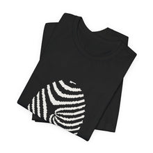 Folded black Fingerprint Tee showing the fingerprint print, view 3