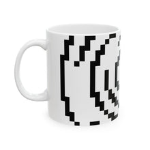 The Archive Mug by Pixel Threads. Ceramic mug with the handle on the right and the edge of the print showing., view 4