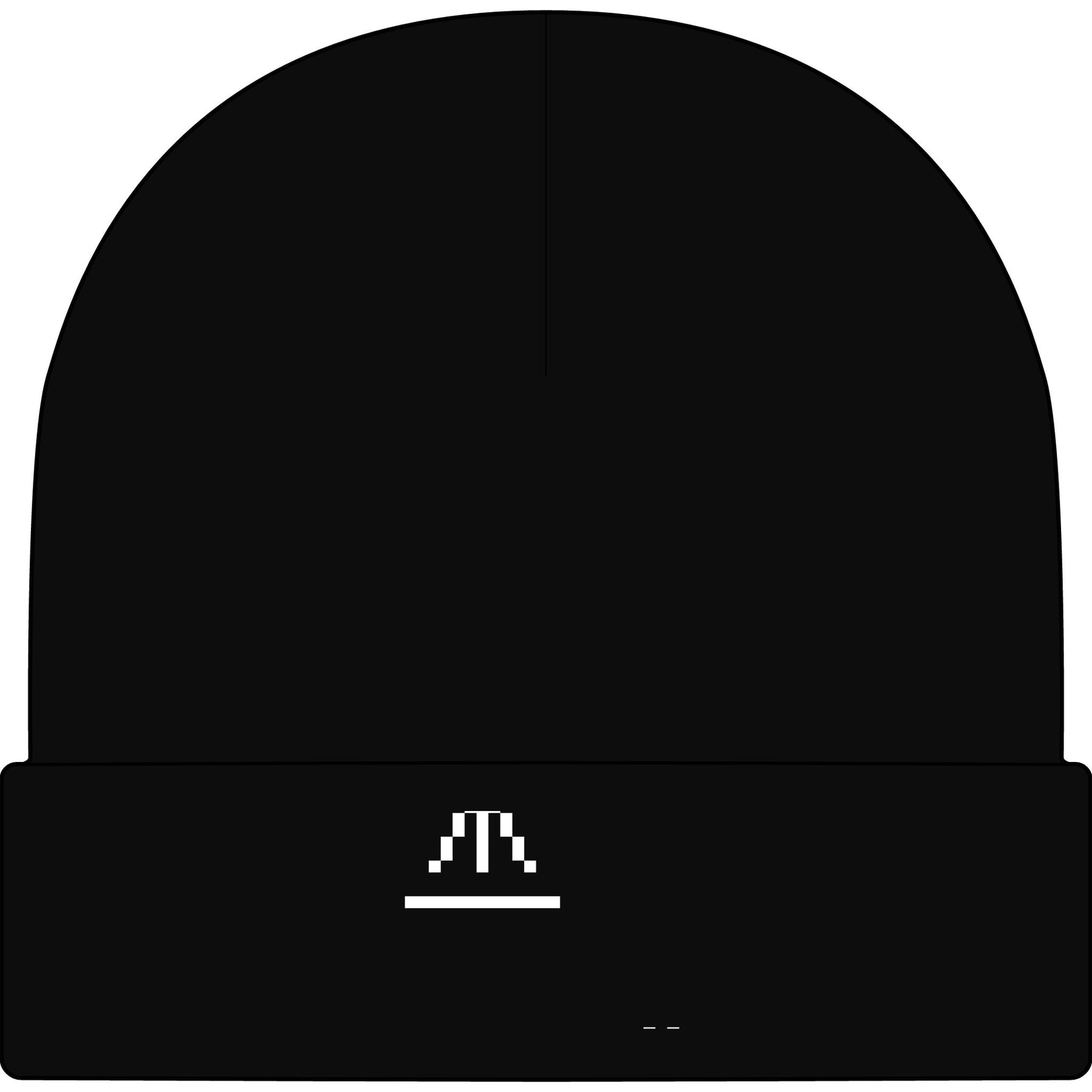 The North Beanie by Pixel Threads. Knit beanie carrying one pixel arrow pointed up with its tip lit.