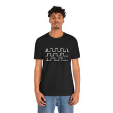 Model wearing the black Phase Tee, front view, view 6