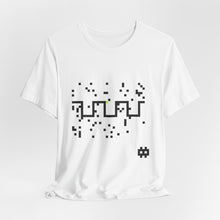 The Carrier Tee by Pixel Threads. Unisex cotton tee styled front view with the pixel carrier wave across the chest., view 4