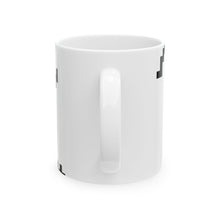 The Waveform Mug by Pixel Threads. Ceramic mug seen from the side with the handle turned away., view 3